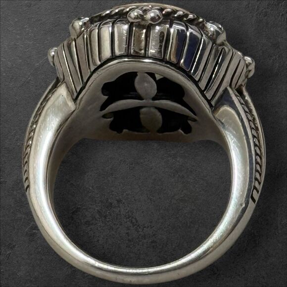 Designer 14k & Sterling Green Citrine Faceted Size 7 Ring - Picture 5 of 6